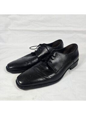 Giorgio Brutini Oxford Dress Shoes Men Size 9 Black Leather Square Toe Lace Up